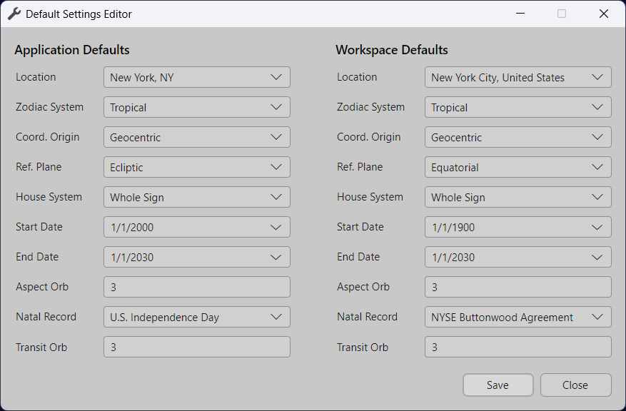 Default Settings Editor
