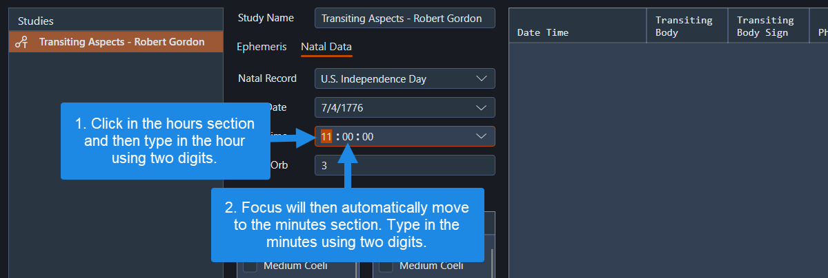 The time of day control