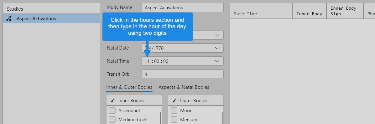 The time of day control