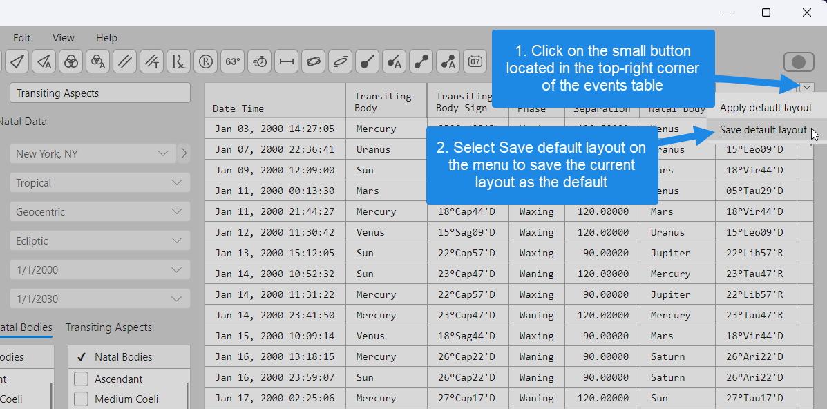 Saving the a layout as the default