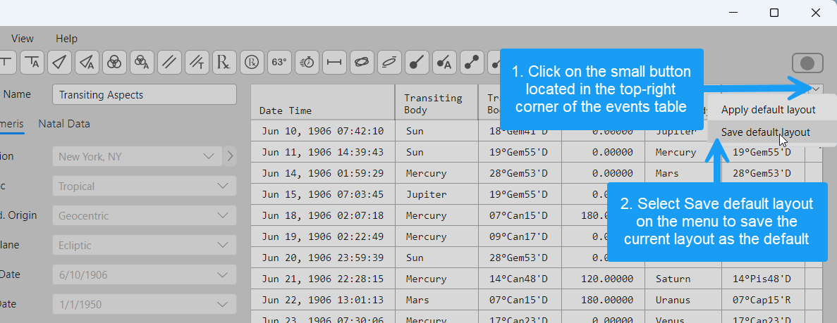 Saving the a layout as the default