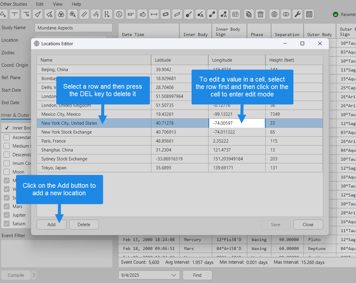 *Adding and editing locations