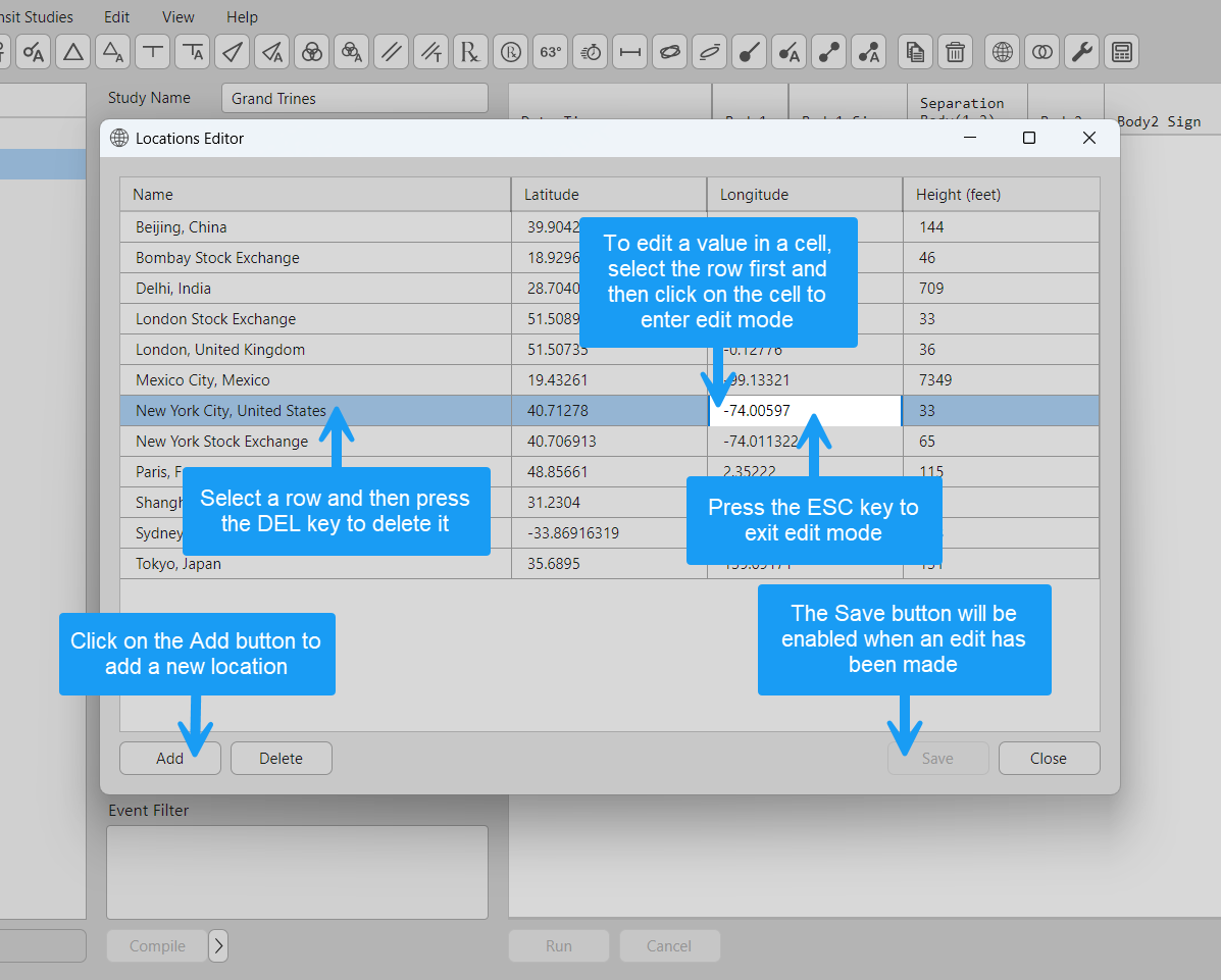 *Adding and editing locations