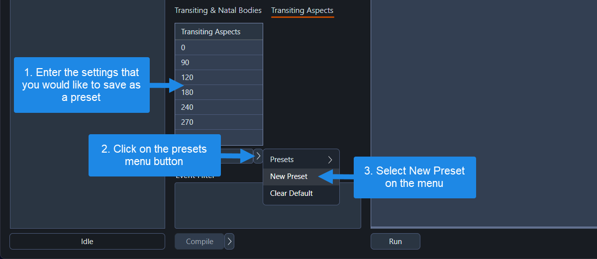 Adding a new aspects preset