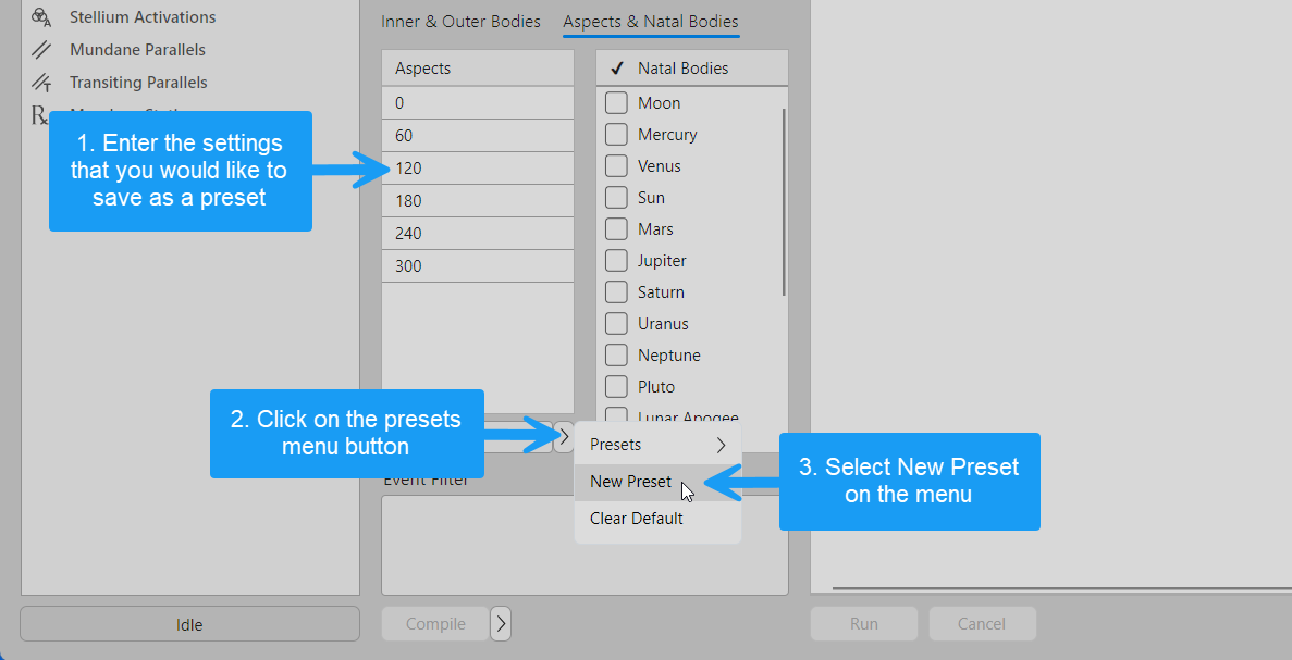 Adding a new aspects preset