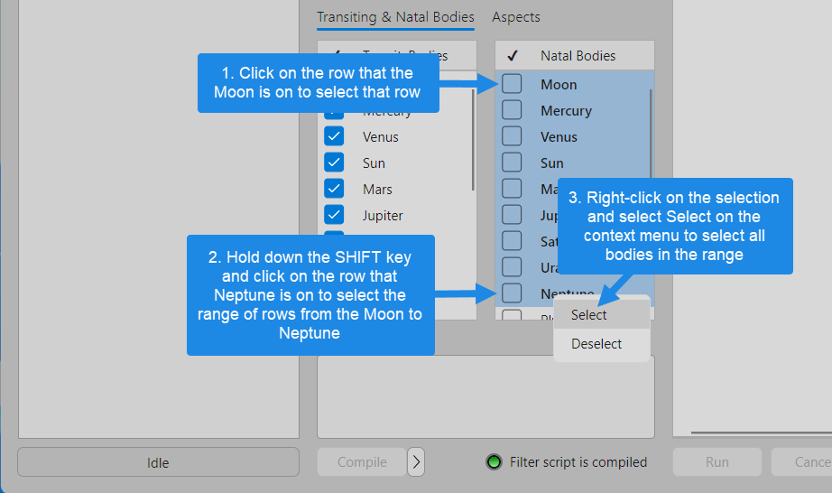 Body selections for the Natal Aspects study