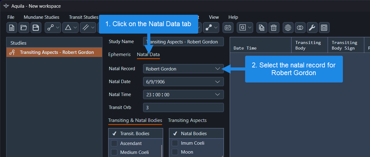 The study parameter values for Robert Gordon&#39;s natal data