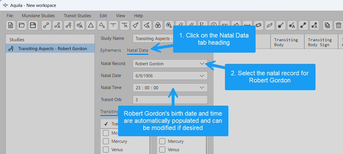 The study parameter values for Robert Gordon&#39;s natal data