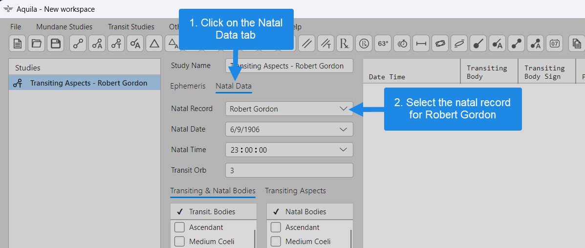 The study parameter values for Robert Gordon&#39;s natal data