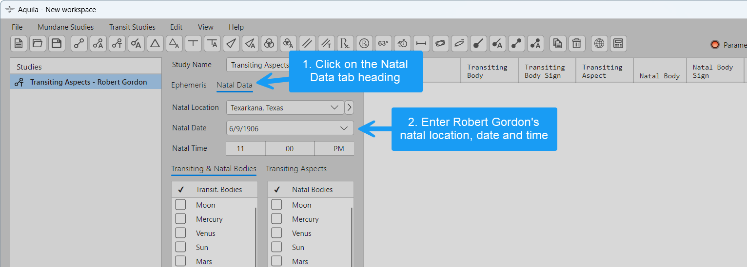 The study parameter values for Robert Gordon&#39;s natal data