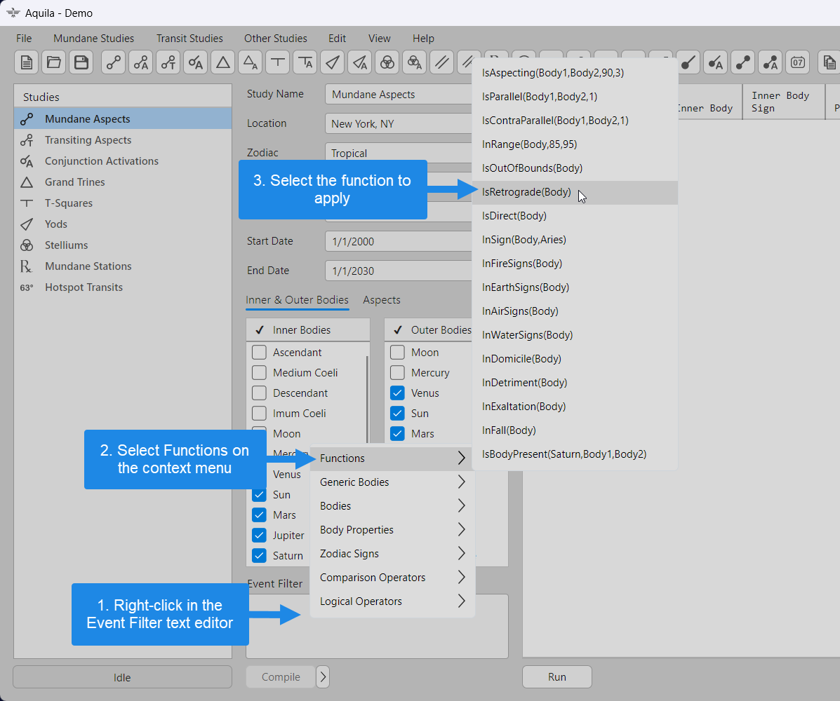 Selecting a Filter Expression Function