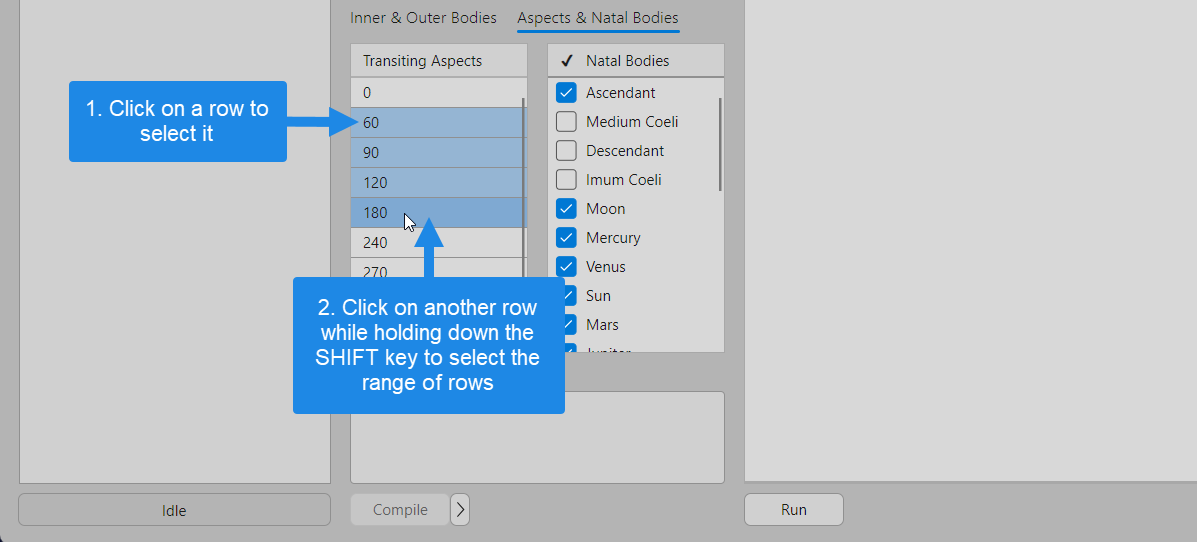Selecting a range of rows in numeric tables