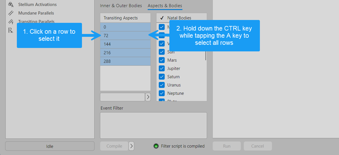 Selecting all rows in numeric tables