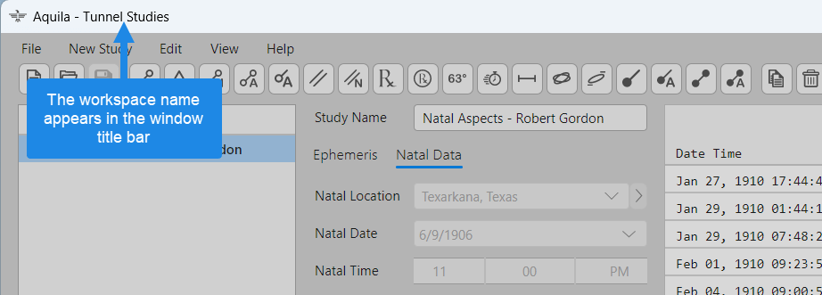 Workspace name in window title bar