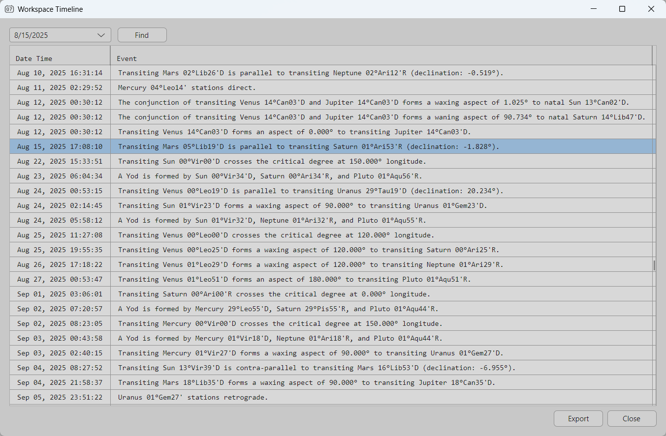 Viewing the Workspace Timeline