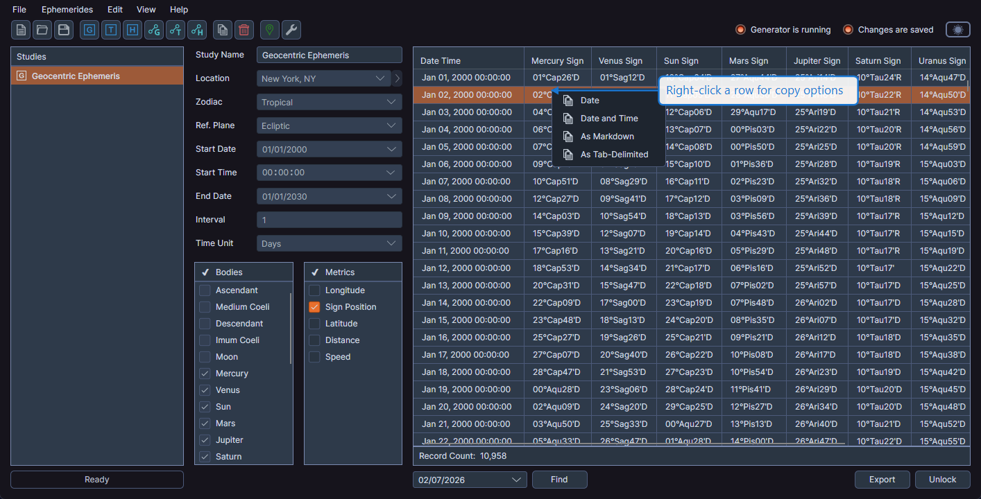 Data grid row context menu showing copy options